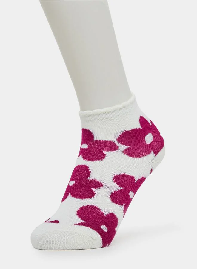 Styli Pack Of 5 - Girls Lilac Cotton Ankle Socks